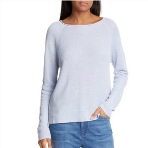 Eileen Fisher Light Blue Womens Knit Organic Linen Long Sleeve Blouse 0625